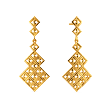Perfectly Plaid Gold Earrings