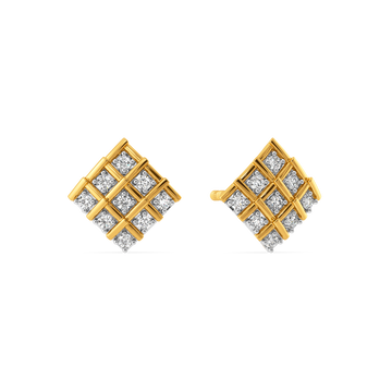 Cozy in Checks Diamond Earrings