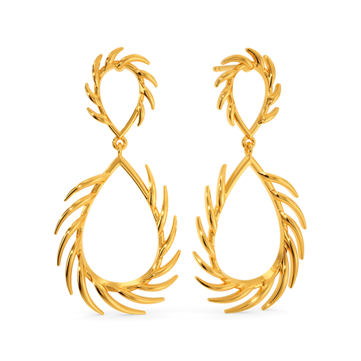 Feather Show Gold Earrings