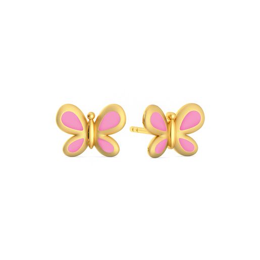 Pink Flutter Gold Earrings
