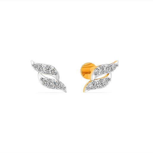 Leaf Ripple Diamond Earrings