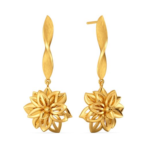 Flower Basket Gold Earrings