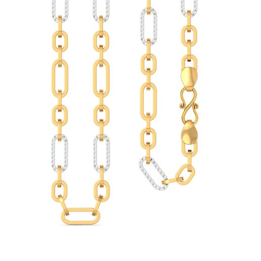 22k Two tone Dual Oval Link chain with Rhodium plated Gold Chains