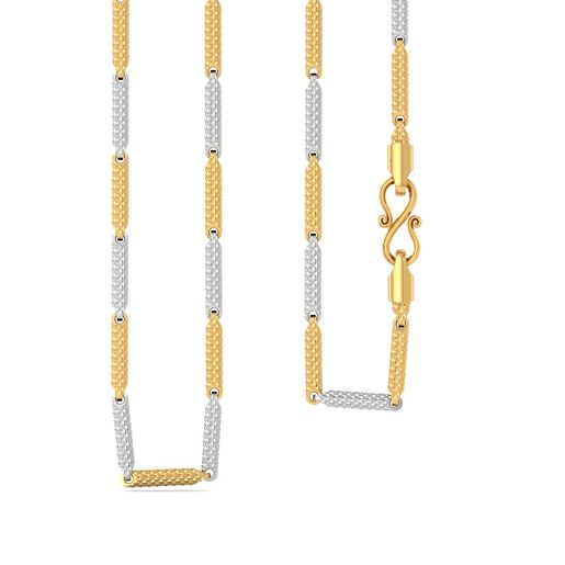 22k two tone Shimmer cylinderical chain Gold Chains