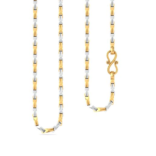 22kt Twisted Cuboid & Rhodium Plated Chain Gold Chains