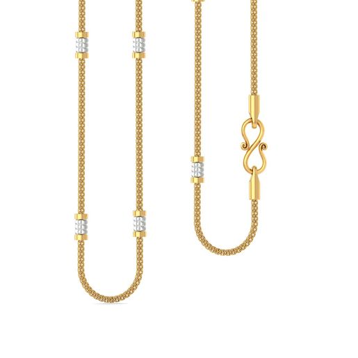 22kt 2-Tone Beaded Snake Chain Gold Chains