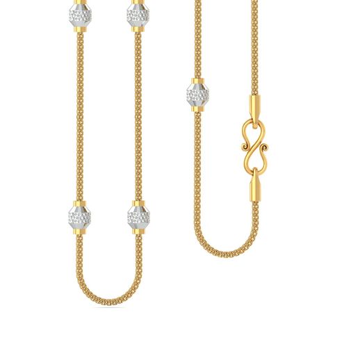 22kt Rhodium Plated Beaded Snake Chain Gold Chains