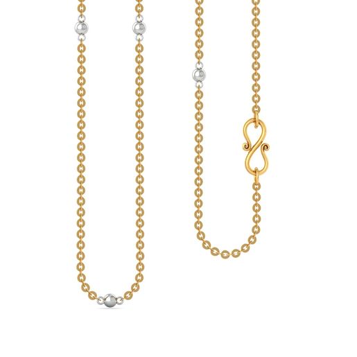 22kt Round Anchor Chain with Rhodium Plated Balls Gold Chains