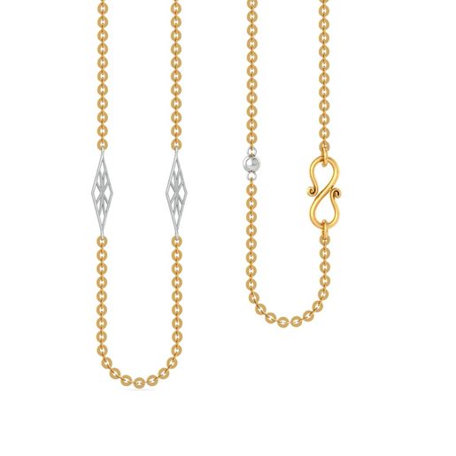 22kt Round Anchor with Rhodium Plated Geometric Beads Gold Chains
