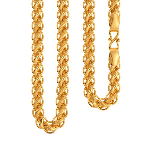 22kt Textured Swirl Motif Chain Gold Chains