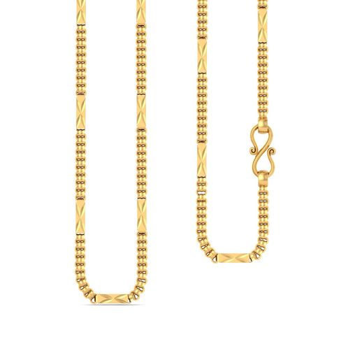 22kt Single Tone Cylindrical Chain Gold Chains