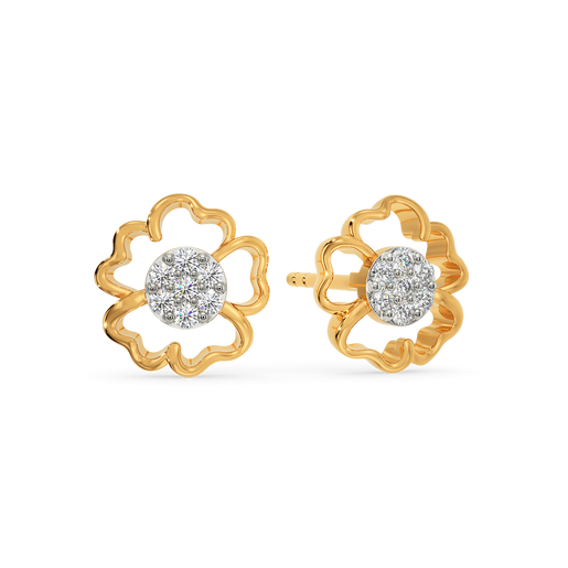 Flower Circle Diamond Earrings