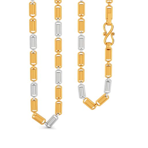 22kt Two Tone Spring Link Chain Gold Chains