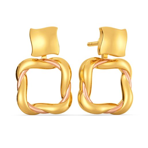 Root for Square Gold Earrings