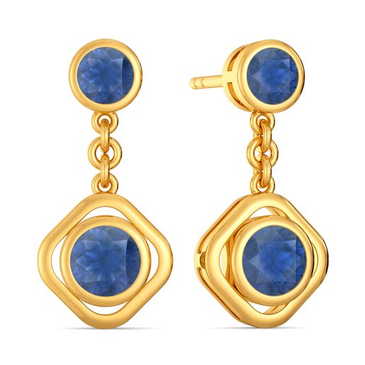 Blue Bunched Gemstone Drop Earring