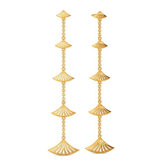 Fan Feathers Gold Earrings
