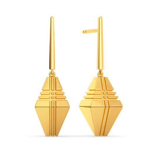 Sleek Checks Gold Earrings
