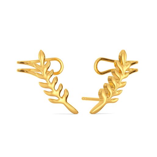 Turn of Ferns Gold Stud Earring