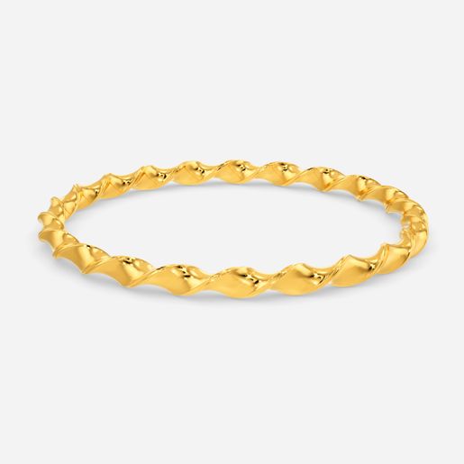 Hollow Tube Groove Gold Bangles