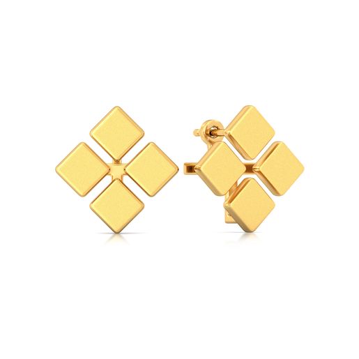 Tetracube Gold Earrings