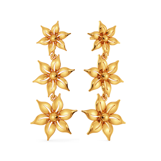 In Full Floral Bloom Gold Earrings