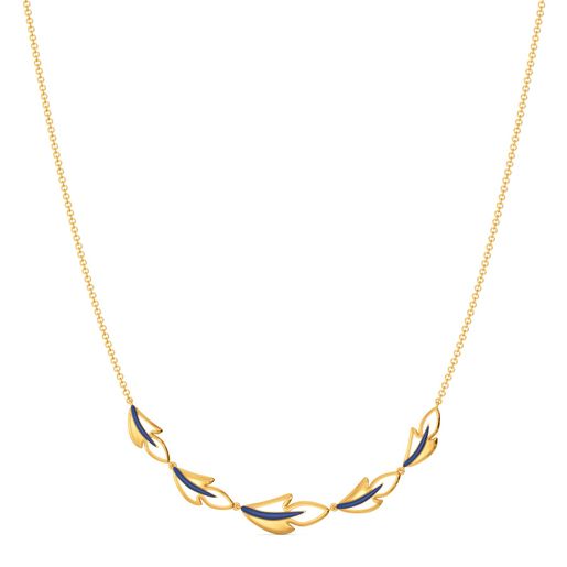 Blue Plumes Gold Necklaces