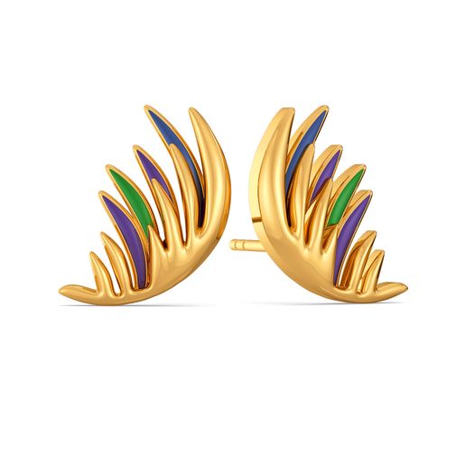 Playful Plumes Gold Earrings