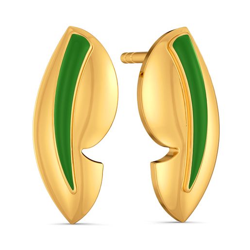 Green Preen Gold Stud Earring