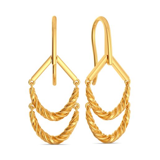 Fringe Twirls Gold Earrings