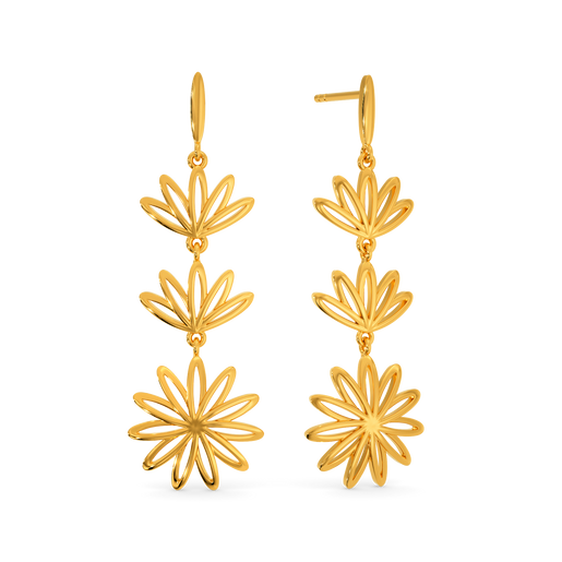 Floral Charm Gold Earrings