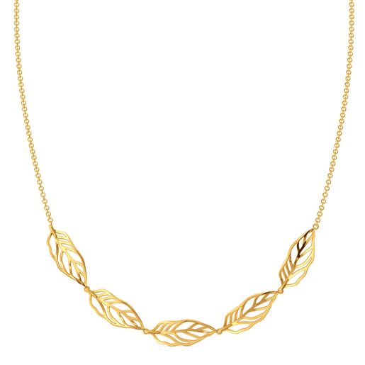 Groove in Feathers Gold Necklaces