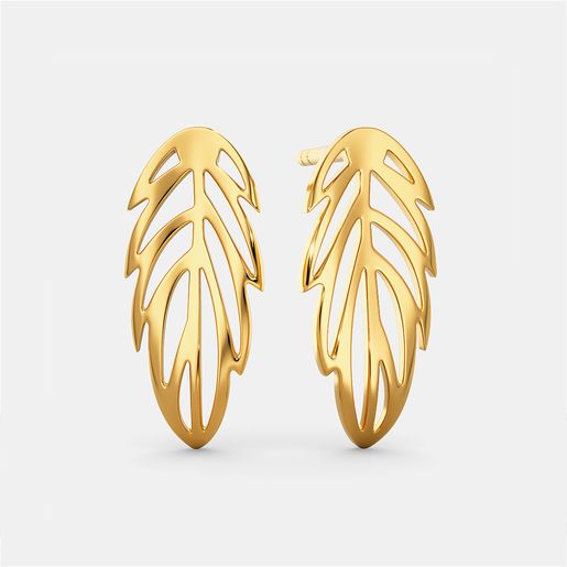 Feathery Fun Gold Stud Earring