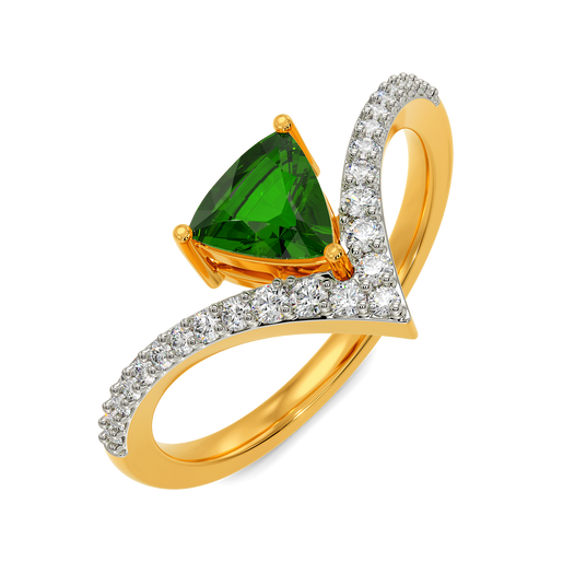18KT Vibin To Green Diamond Finger Ring Melorra