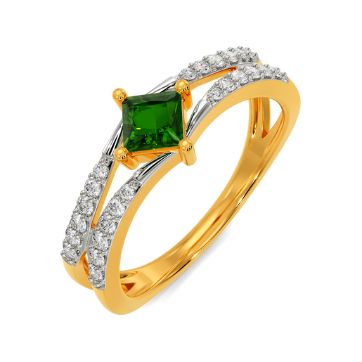 18KT Green At Heart Diamond Finger Ring Melorra