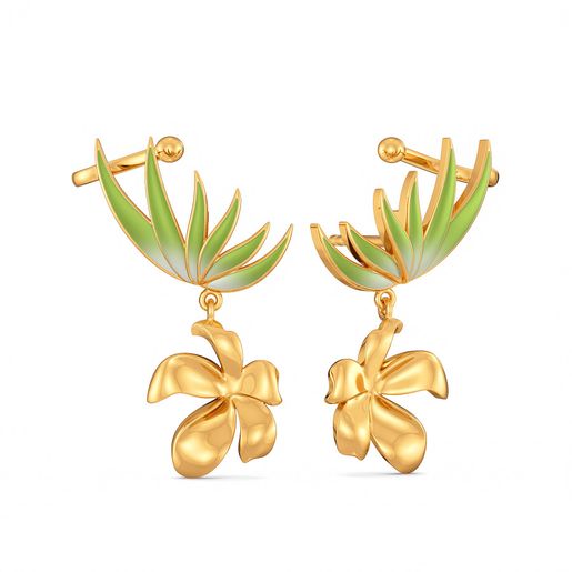 Fern Finesse Gold Earrings