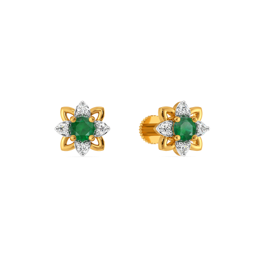 Emerald Blossom Diamond Earrings