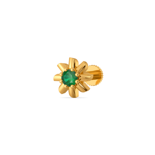 Emerald Petal Gemstone Nose Pins