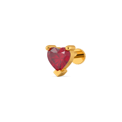 Ruby Heart Gemstone Nose Pins