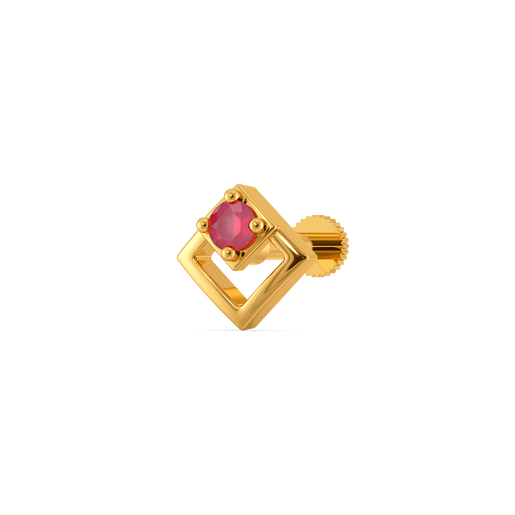 Ruby Square Gemstone Nose Pins