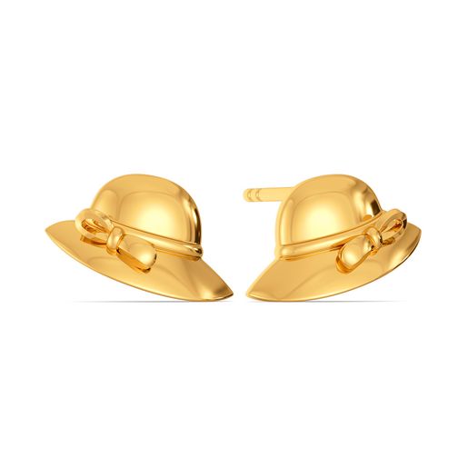 Hint of a Hat Gold Earrings