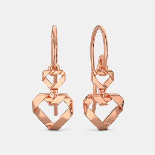 Origami Heart Gold Earrings