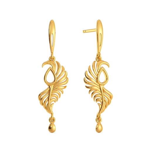 Plume Drop Gold Earrings