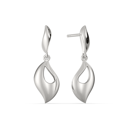 Leafy Glam Silver Earrings