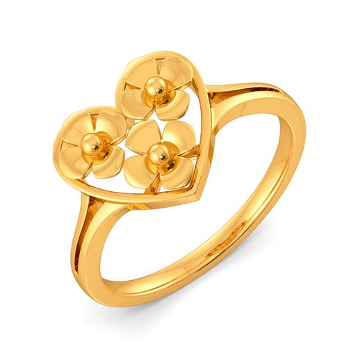 Flowers N Hearts Gold Rings