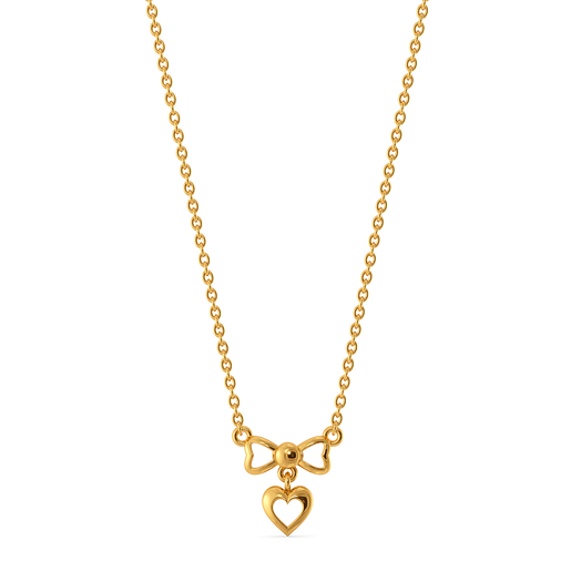 Bow and Heart Gold Necklaces
