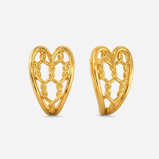 Knit To Heart Gold Earrings
