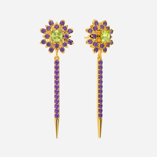 Floral Glitter Gemstone Earrings