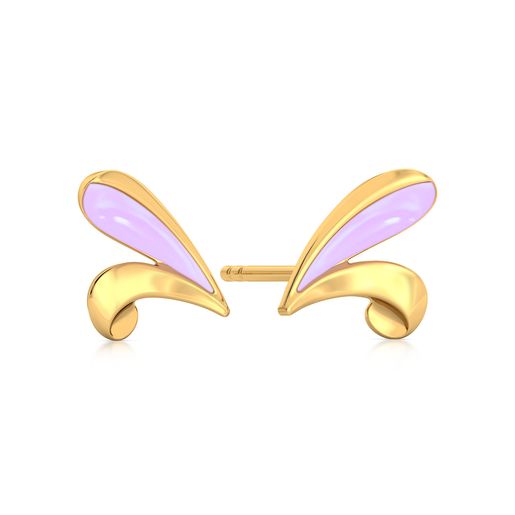 Purple Curl Gold Earrings