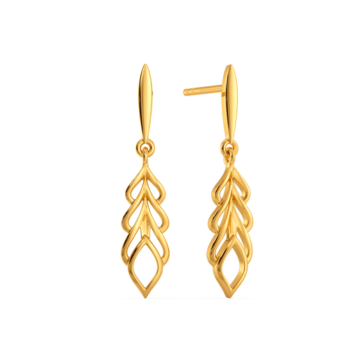 Nostalgic Way Feathers  Gold Earrings
