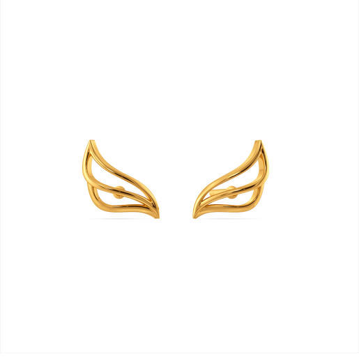 Nostalgic Way Feathers  Gold Earrings